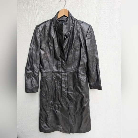 INC International Concepts Black Leather Jacket Coat Women's Size Small - Picture 1 of 6